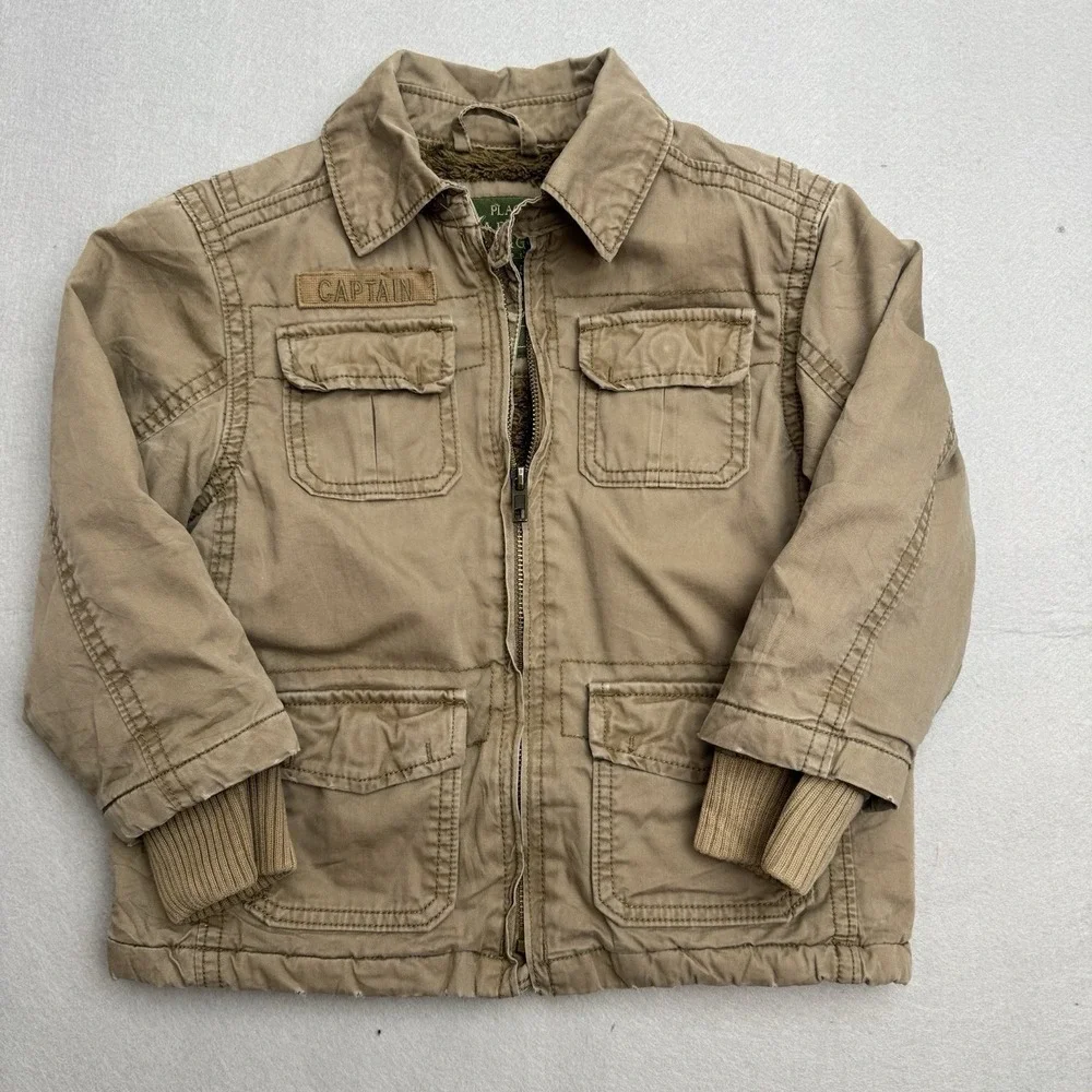 Place Varsity‎ League Jacket 3T Fleece Field Up Coat Brown Pockets Kids Boys